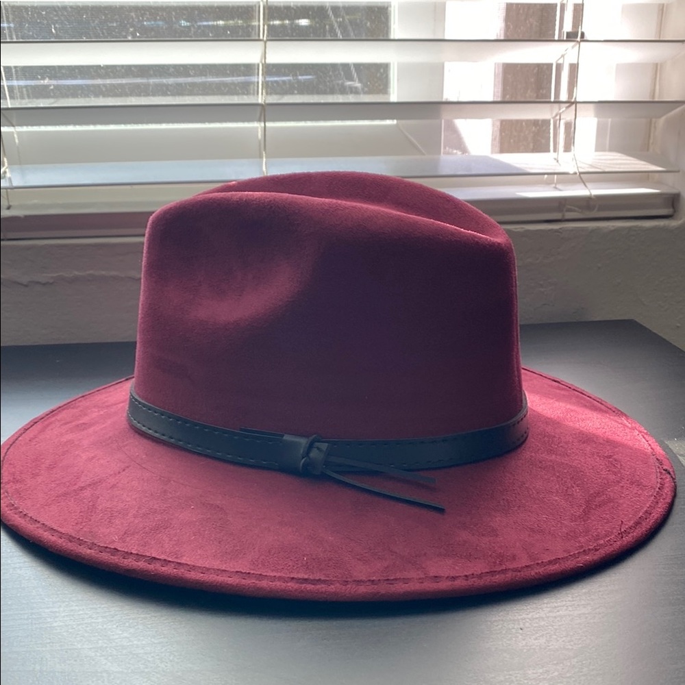 Elegant Burgundy Fedora Hat